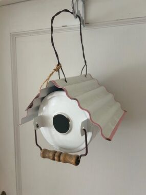 Adorable metal white birdhouse